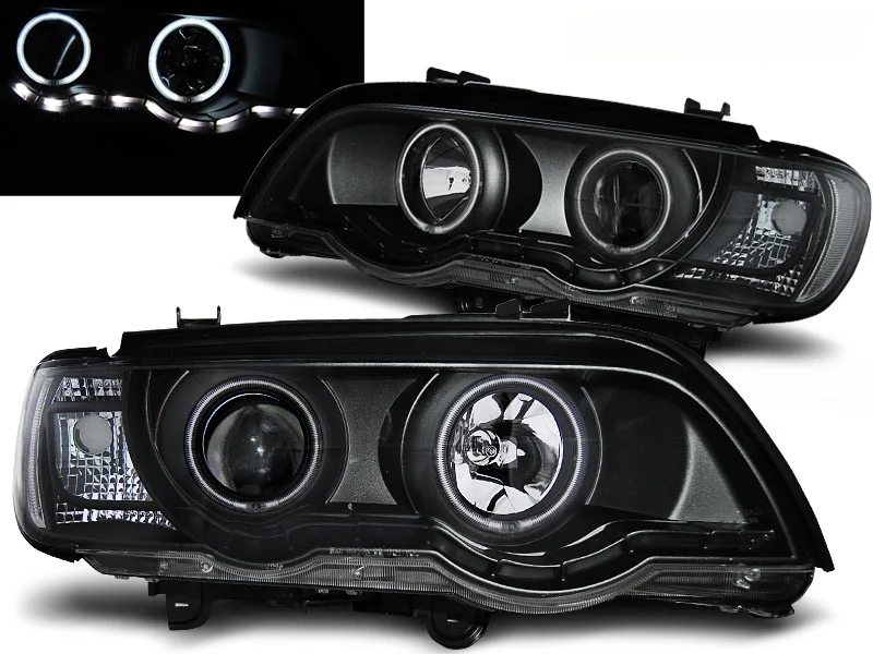 Frontlykter BMW X5 E53 09.99-10.03 Xenon Angel Eyes Svart v:8242434