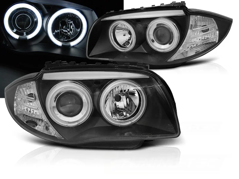 Frontlykter BMW 1 E87/E81/82/88 04-11 Angel Eyes CCFL Svart v:1967489